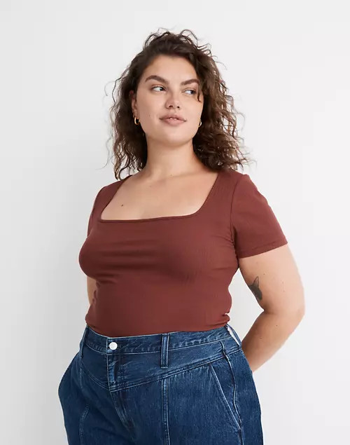 Ribbed Square-Neck Crop Top | Madewell