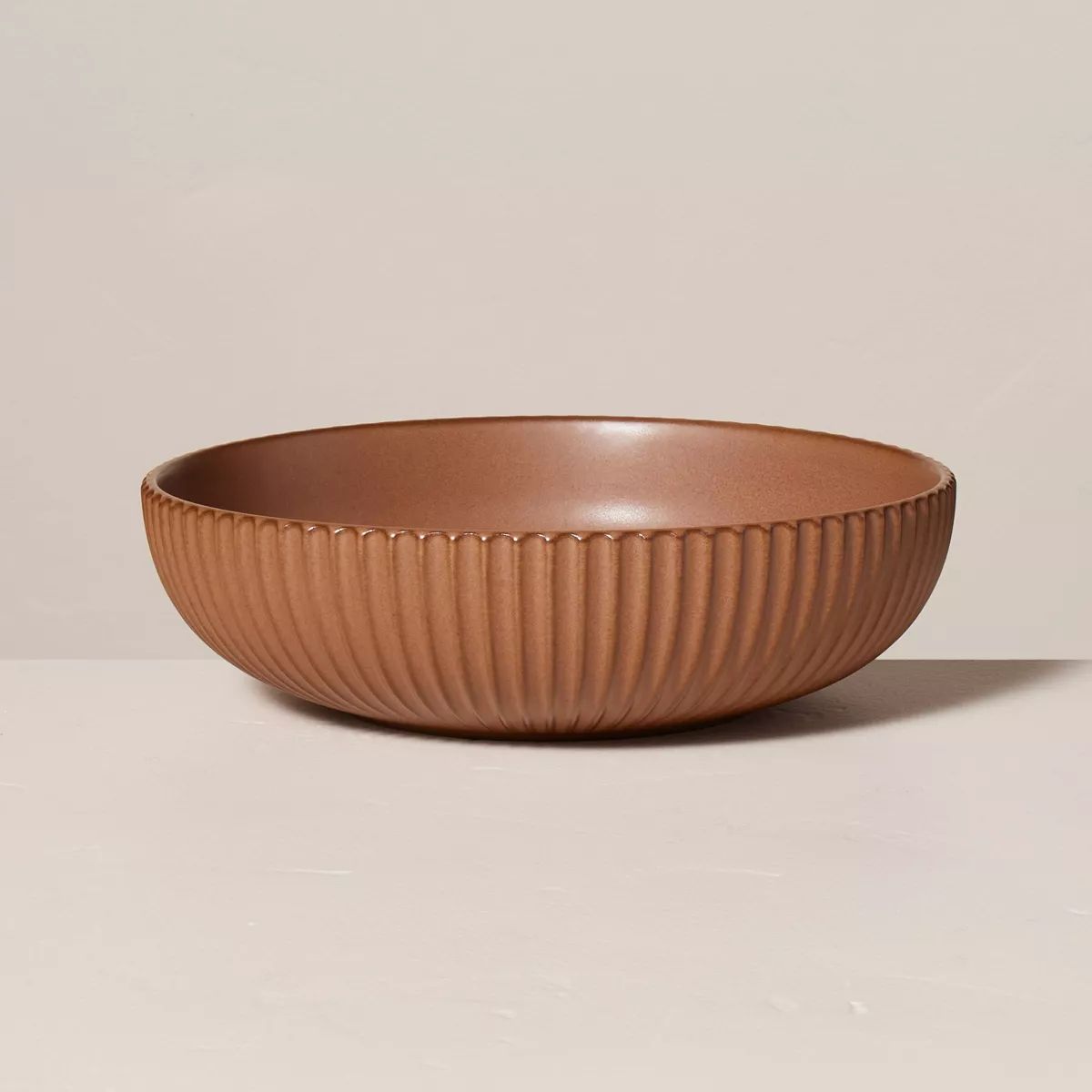 55oz Fluted Stoneware Serving Bowl Pumpkin Brown - Hearth & Hand™ with Magnolia | Target