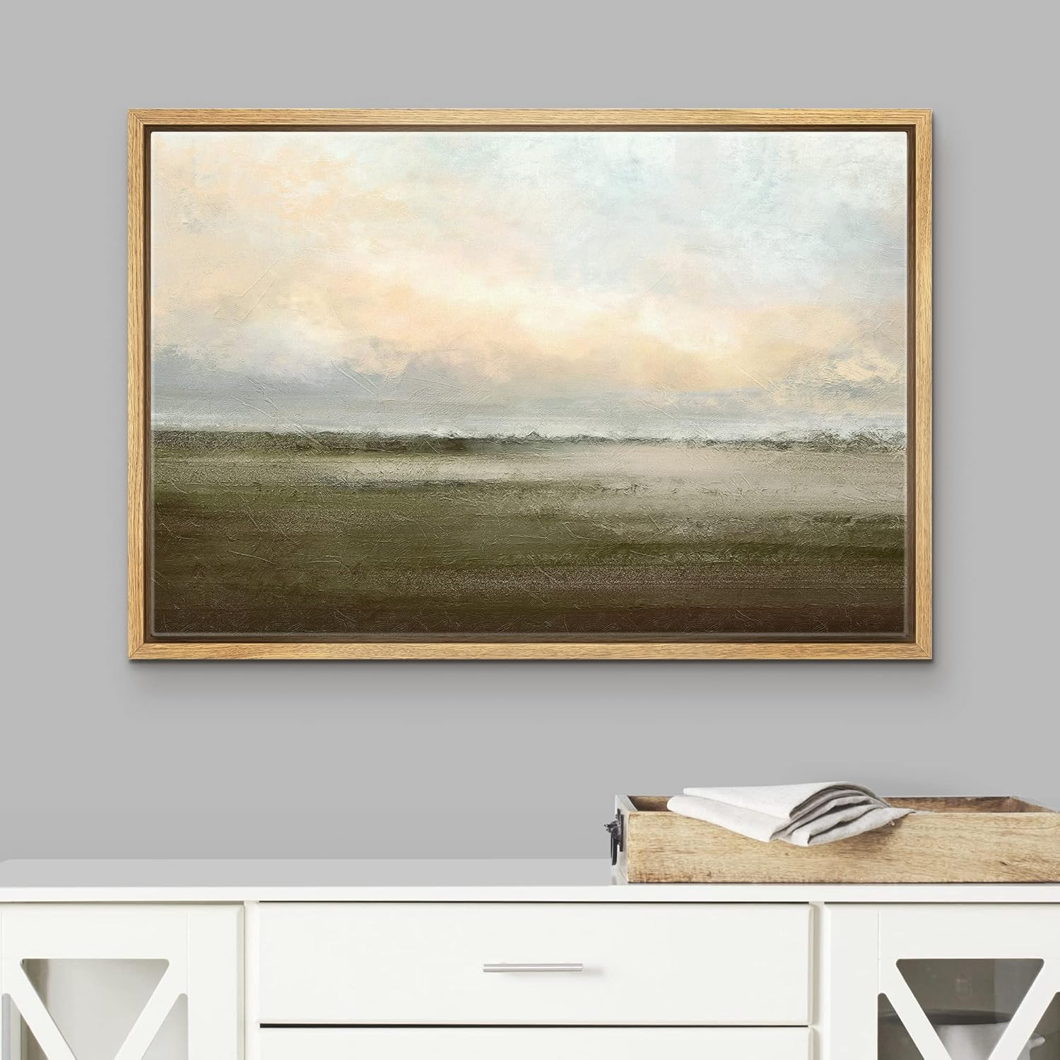 wall26 Framed Canvas Print Wall Art Watercolor Dusk Sky Over Green Field Nature Wilderness Illust... | Amazon (US)
