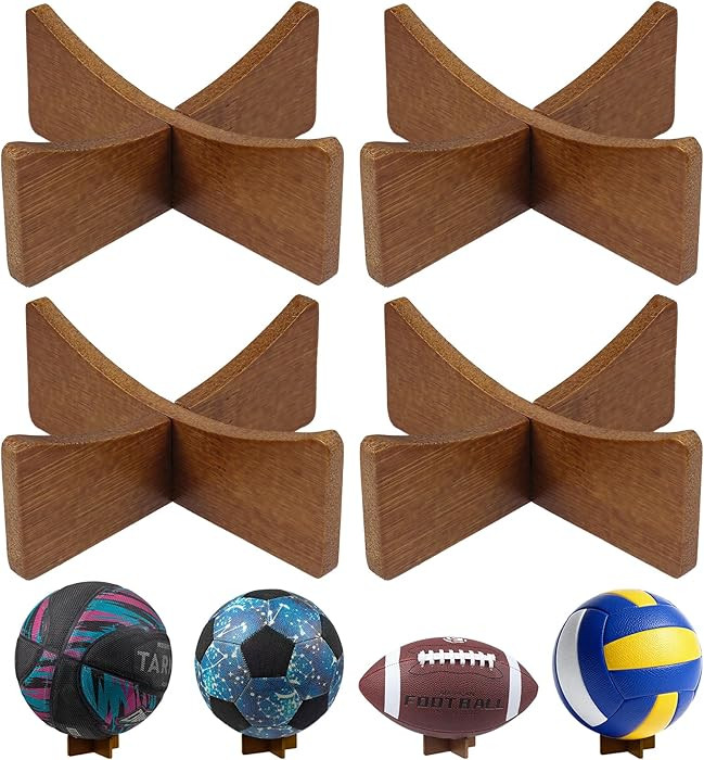 Ball Stand for Display, Basketball Stand, Football Display Stand, Ball Storage Wood Holder for Ba... | Amazon (US)