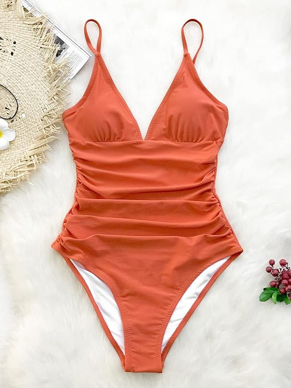CUPSHE Women's One Piece Swimsuit Tummy Control V Neck Bathing Suits | Amazon (US)