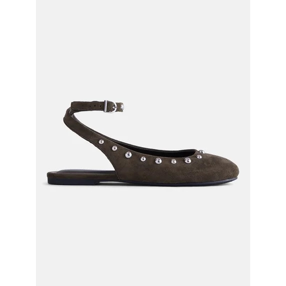 No Boundaries Women\u2019s Faux Suede Ankle Ballet Flats | Walmart (US)