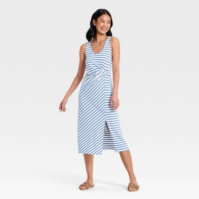 Women's Tie-Front Twist Midi Dress - A New Day™ Blue L | Target
