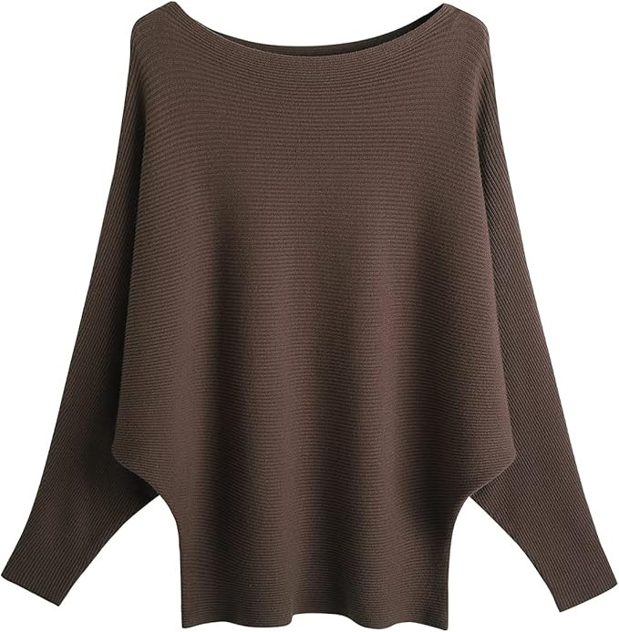 GABERLY Boat Neck Batwing Sleeves Dolman Knitted Sweaters and Pullovers Tops for Women | Amazon (US)