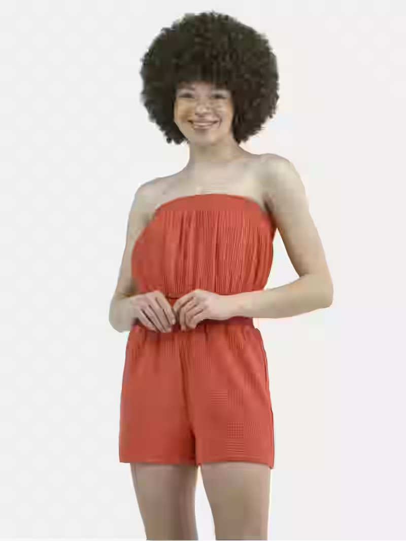 No Boundaries Cotton Smocked Waist Strapless Romper, Women's | Walmart (US)