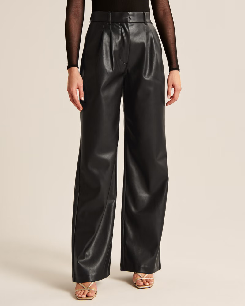 Tailored Vegan Leather Wide Leg Pants | Abercrombie & Fitch (US)