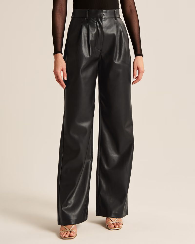 Women's A&F Sloane Vegan Leather Tailored Pant | Women's New Arrivals | Abercrombie.com | Abercrombie & Fitch (US)