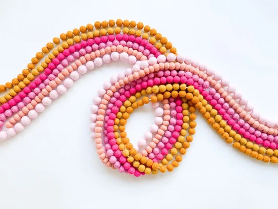 Golden Valentine Mini Felt Ball Garlands - 6 Color Options - Bunting, Banner | Etsy (US)