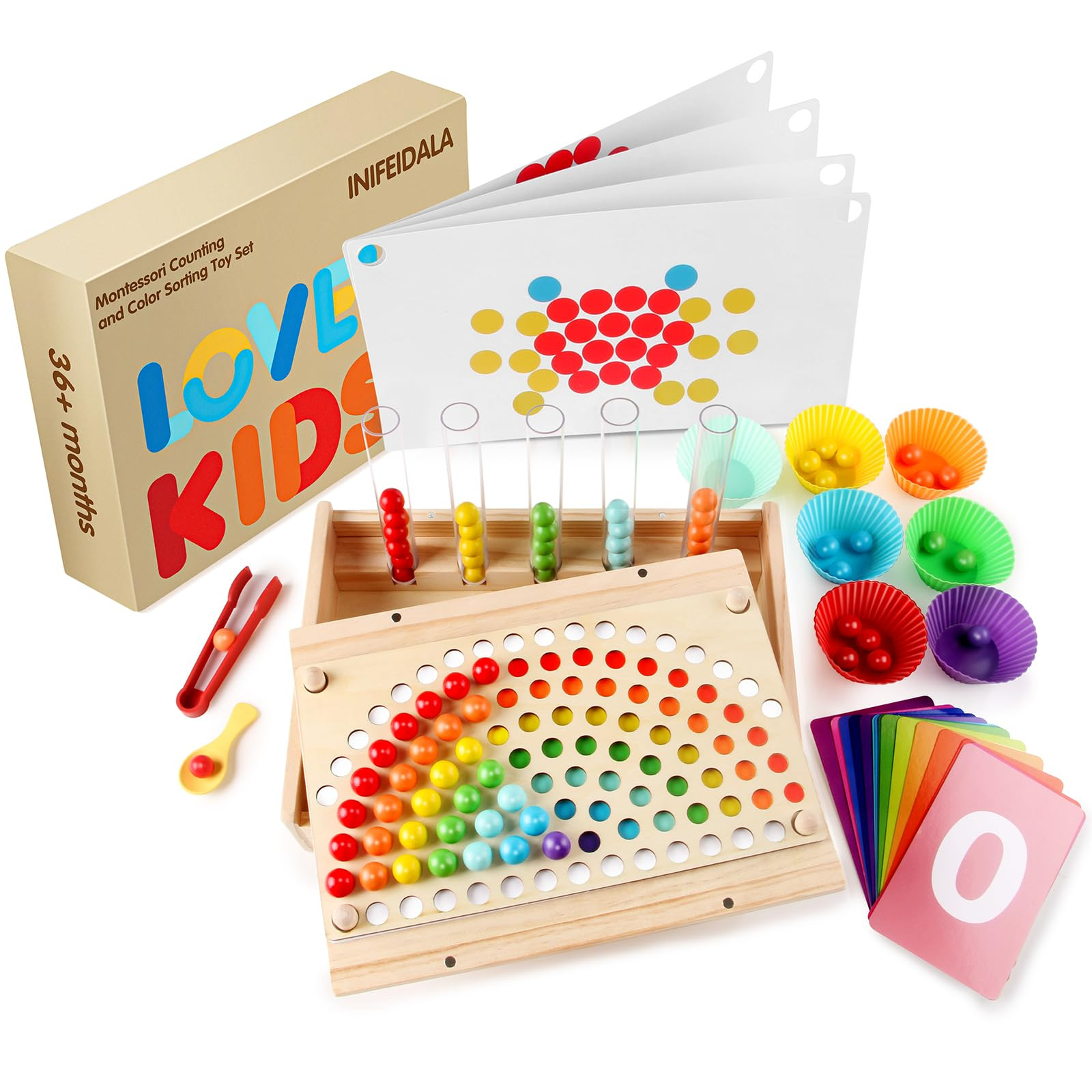 Toddler Learning Montessori Toys for 3 4 5 6 Year Old,Rainbow Stacking and Color Sorting - Number... | Amazon (US)