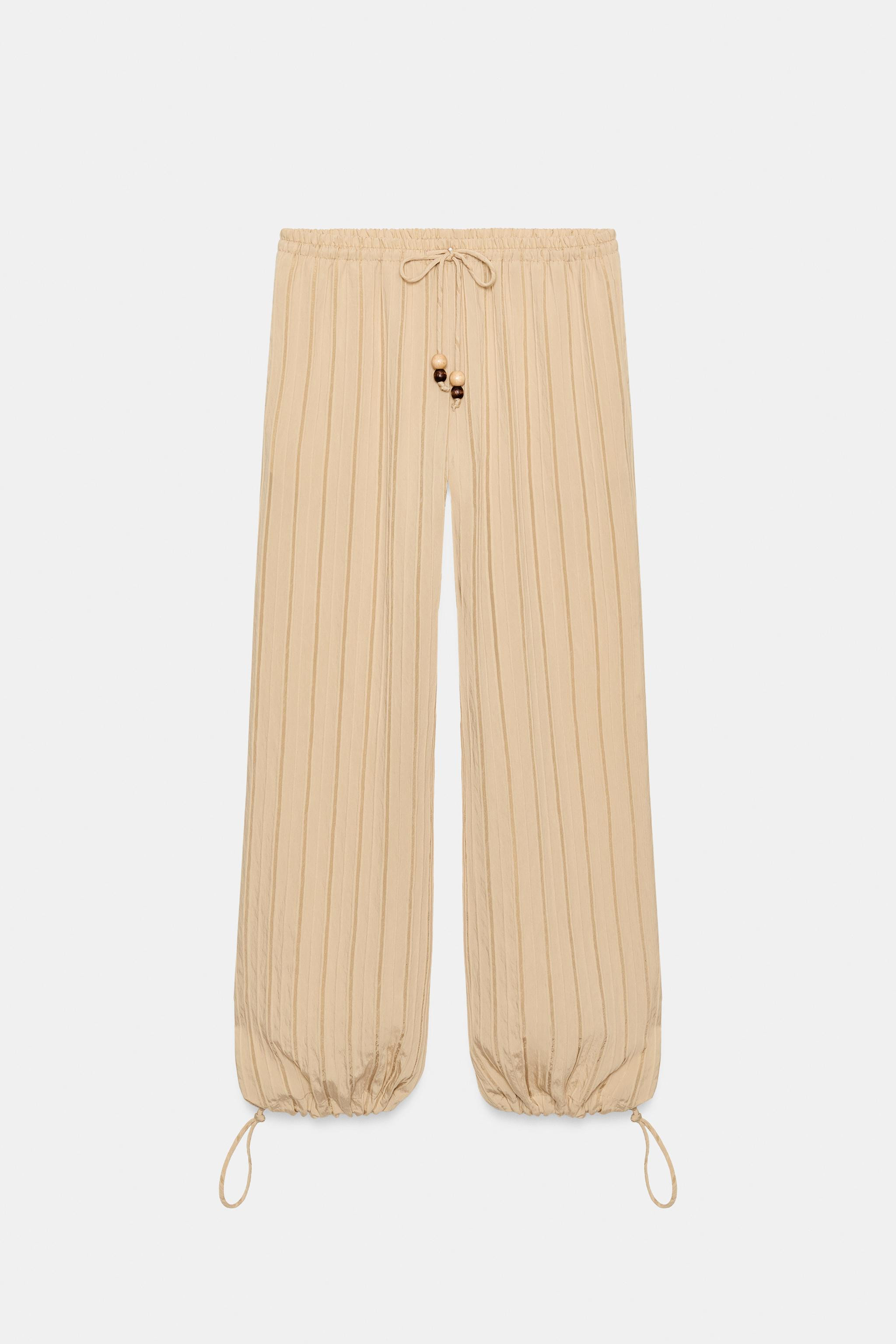 WIDE STRIPED TROUSERS WITH ELASTIC WAIST | Zara UK