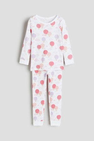 Printed Cotton Pajamas - White/strawberries - Kids | H&M US | H&M (US + CA)