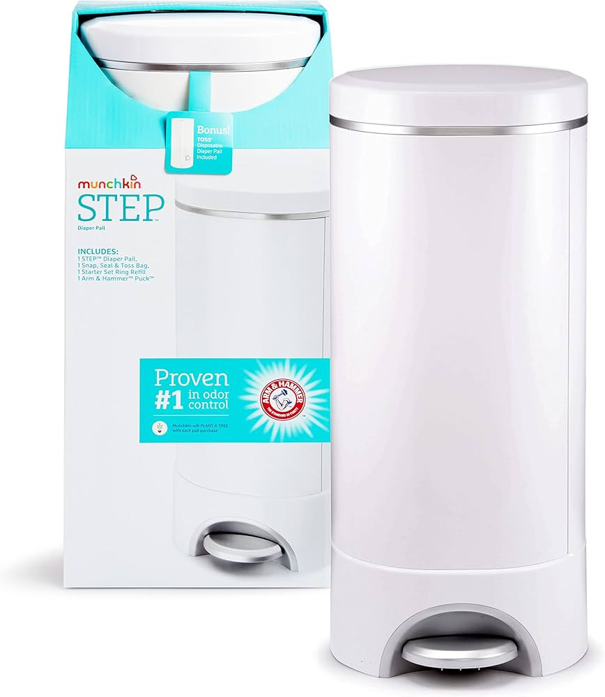 Munchkin® Step Diaper Pail Powered by Arm & Hammer, #1 in Odor Control, Award-Winning, Includes ... | Amazon (US)