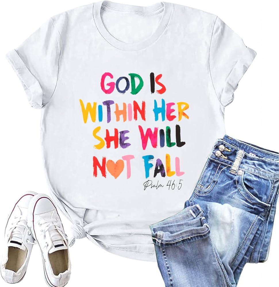 Christian Shirts for Women Jesus God is Within Her Tshirt Faith Inspirational Bible Verse Religio... | Amazon (US)