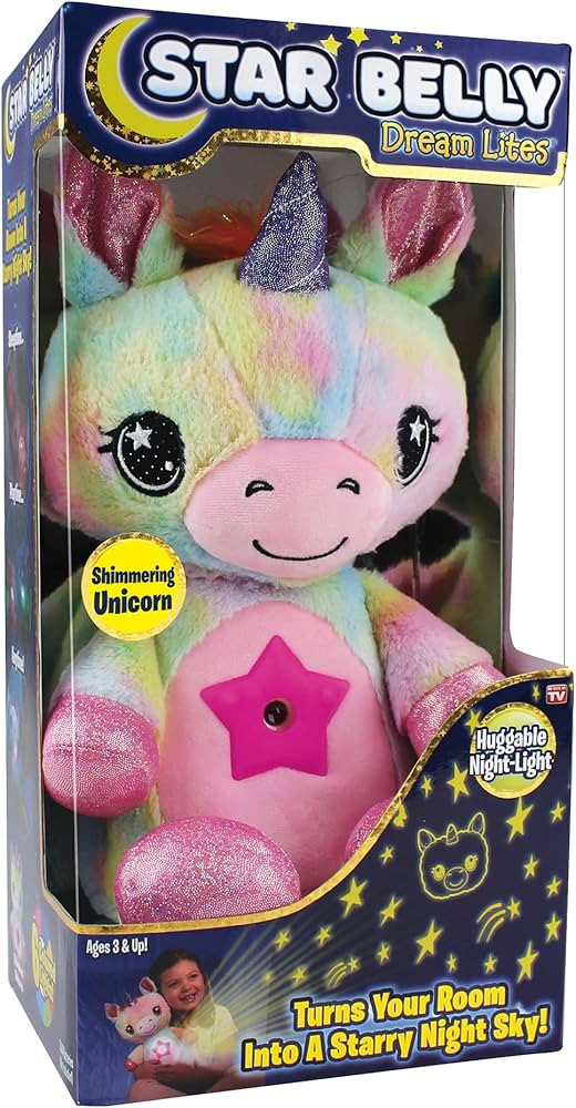 ONTEL Star Belly Dream Lites, Stuffed Animal Night Light, Shimmering Rainbow Unicorn - Projects G... | Amazon (US)