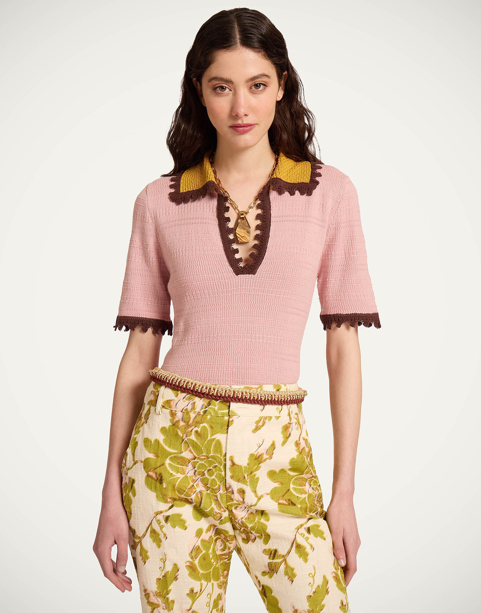 Picket Polo Top in Solid Pink for Women | La DoubleJ | La DoubleJ
