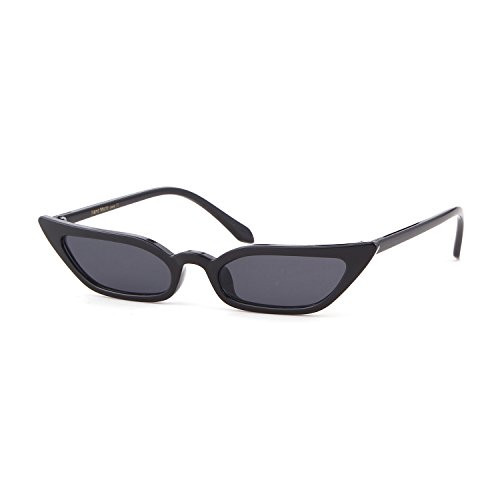 ADE WU Retro Cat eye Sunglasses for Women Cute Small Narrow Skinny Sexy 50s 60s Stylish Cateye Sun Glasses, Black/Grey | Amazon (US)