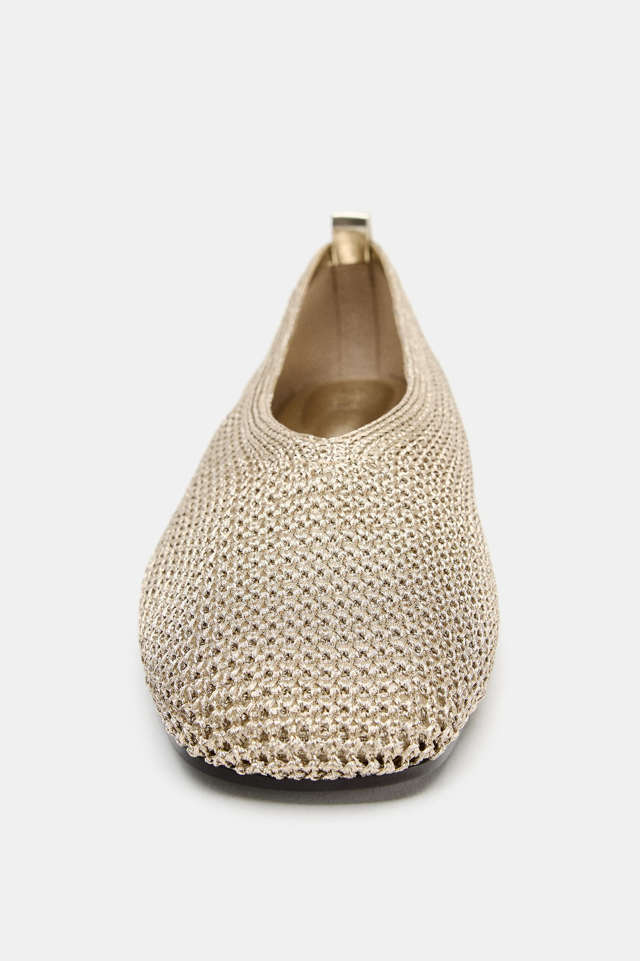 METALLIC WOVEN BALLET FLATS | Zara US