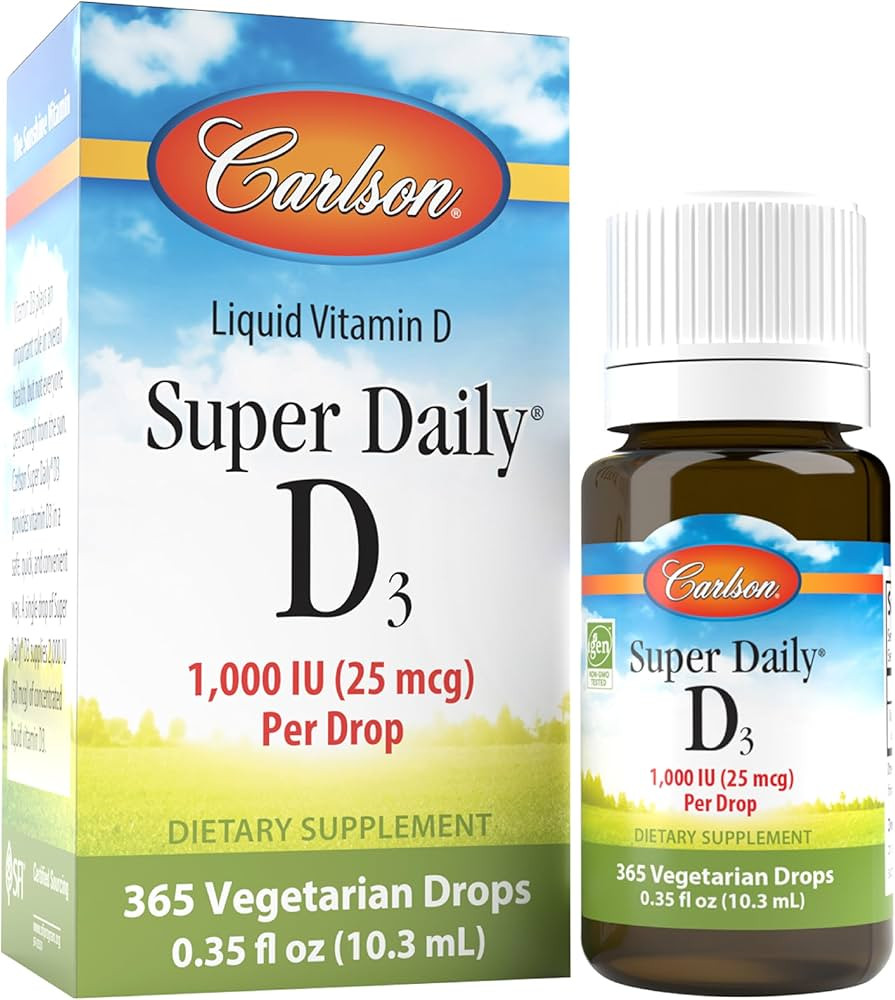 Carlson - Super Daily D3, Vitamin D Drops, 1,000 IU (25 mcg) per Drop, 1-Year Supply, Vitamin D3 ... | Amazon (US)