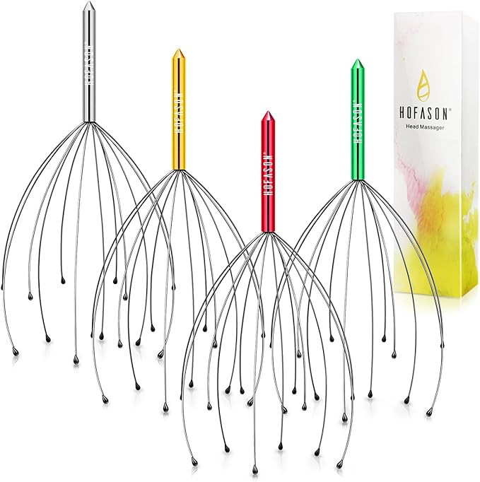 HOFASON 4 Pack Head Massager, Christmas Stocking Stuffers for Women/Men/Adults/Kids, Scalp Massag... | Amazon (US)