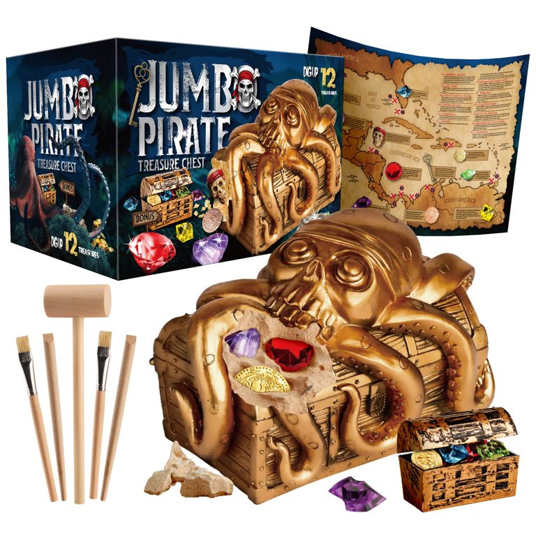 Piano Potato Jumbo Pirate Dig Kit, 12 Treasures & Gemstones Excavation Set, Science Toy Gift for ... | Walmart (US)