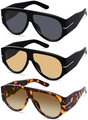 YMRFW Oversized Retro Aviator Sunglasses for Women Men Trend 70s Thick Classic Vintage Style Sun Glasses | Amazon (US)