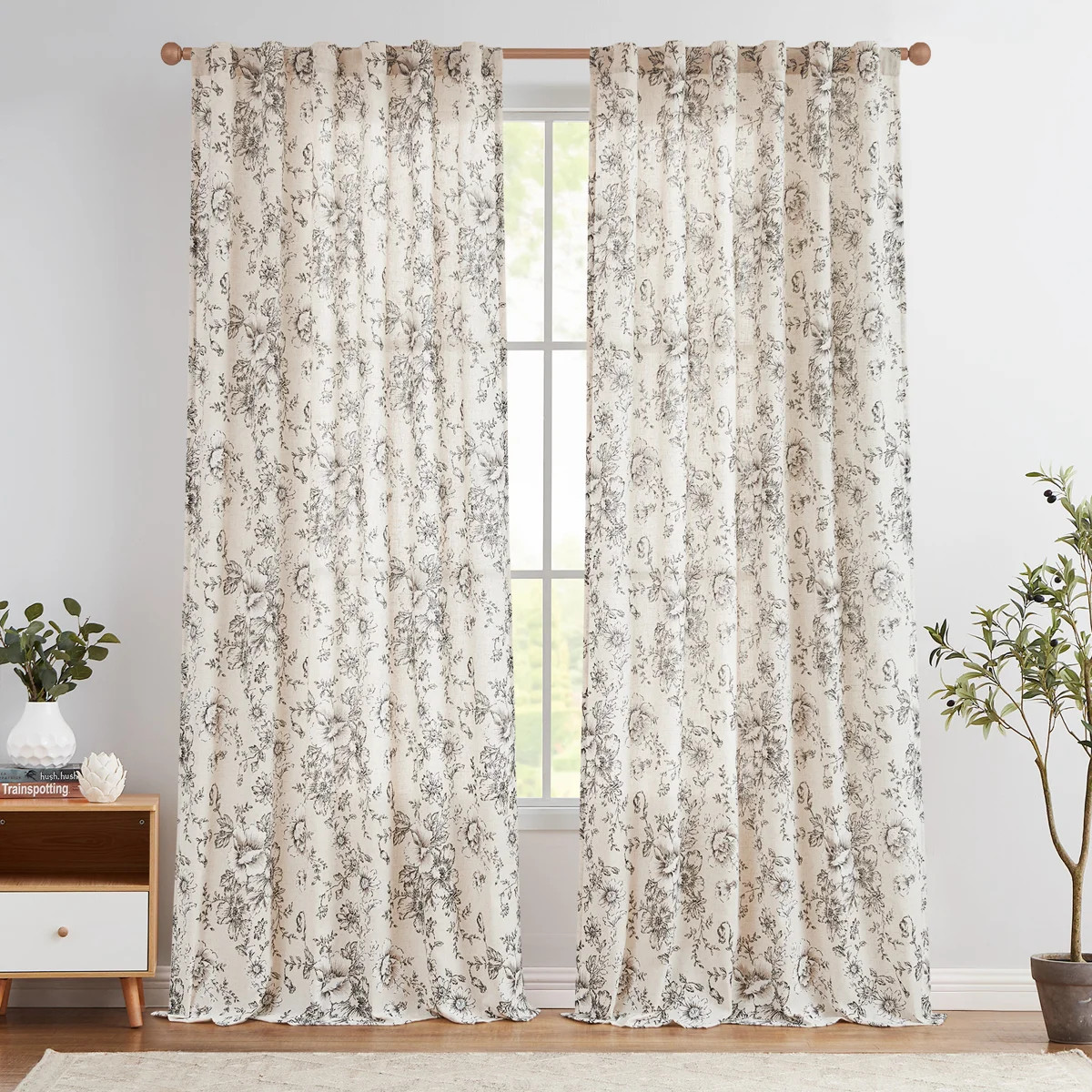 Neacsa Linen Blend Semi Sheer Curtain Panel Pair (Set of 2) | Wayfair North America