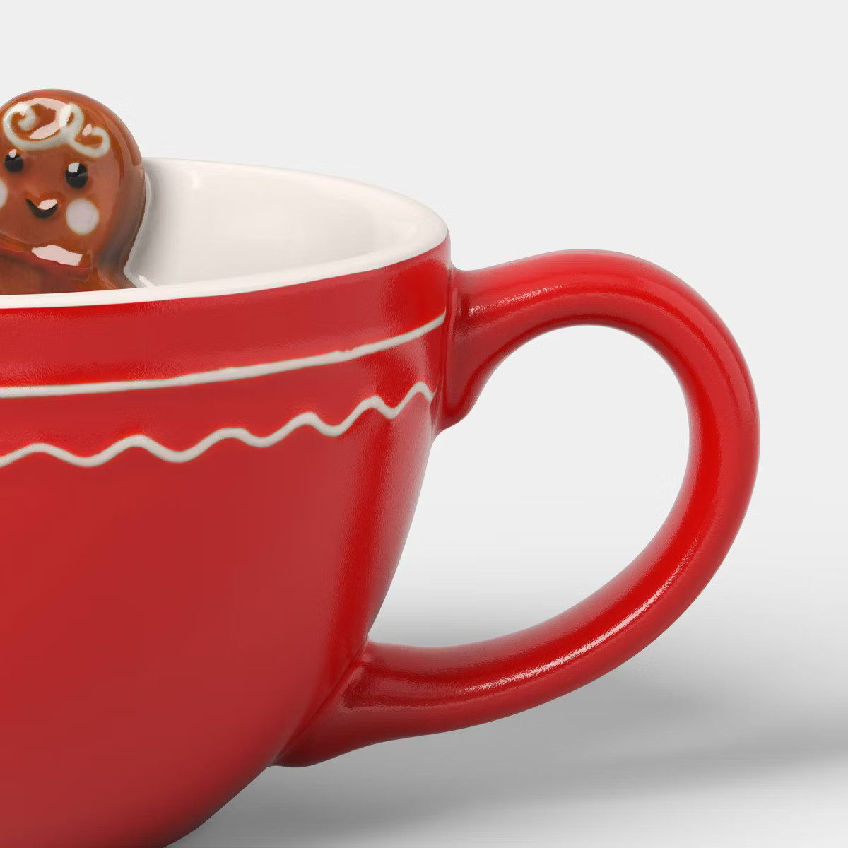 13 fl oz Christmas Stoneware Gingerbread Peek-a-boo Mug Red - Wondershop™ | Target