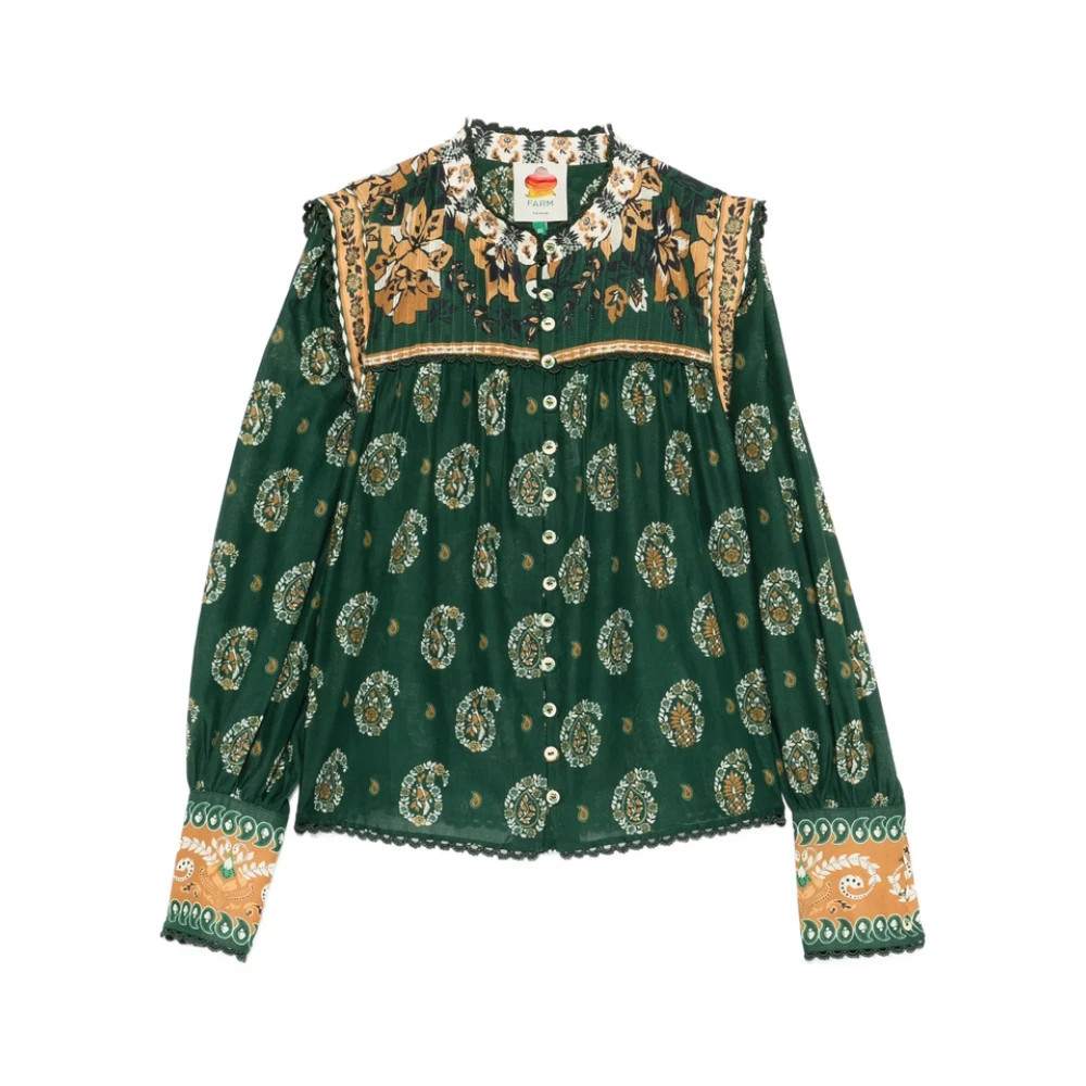 Farm Rio - Paisley Print Shirt - Dames - Blouses & Shirts - Groen - Maat: S | Miinto NL