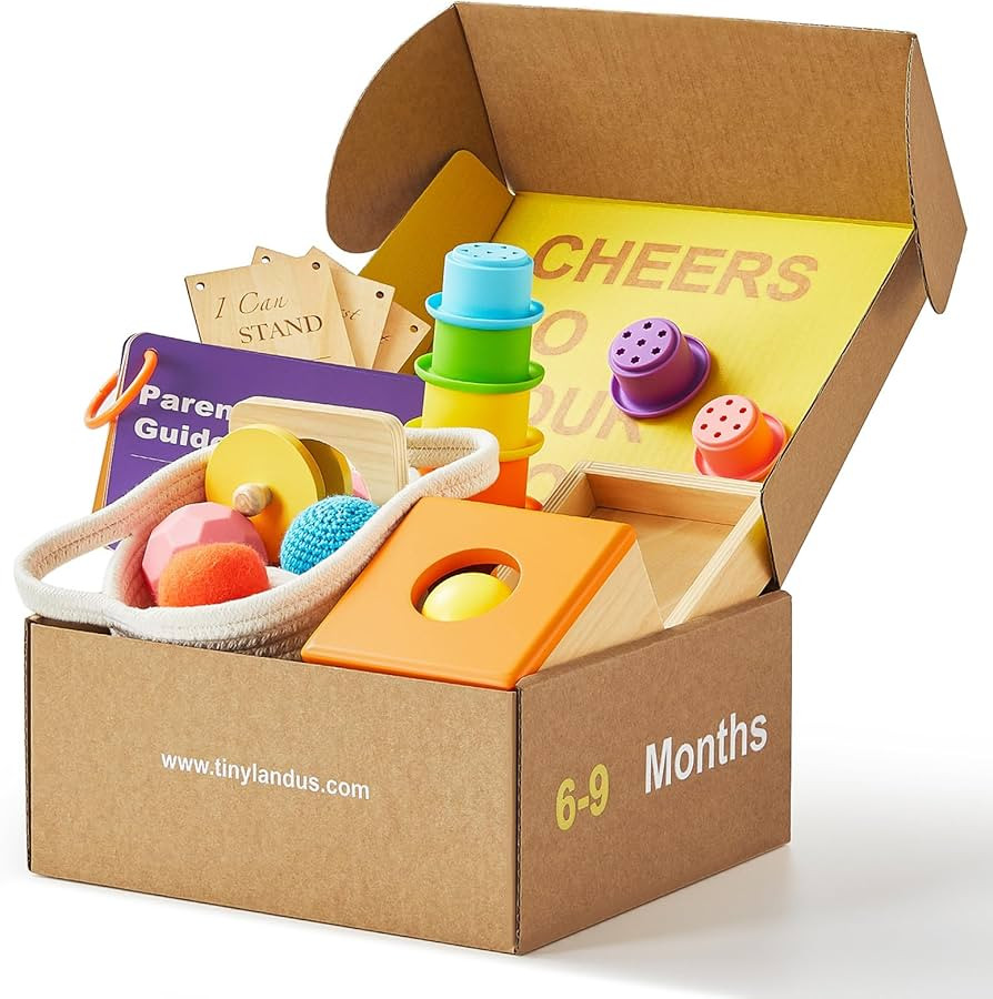 Tiny Land Montessori Toy Set for Babies 6-9 Months - 4-in-1 Wooden Learning Toys with Object Perm... | Amazon (US)