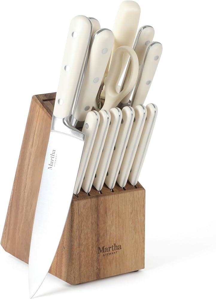 MARTHA STEWART Eastwalk 14 Piece High Carbon Stainless Steel Cutlery Kitchen Knife Block Set w/AB... | Amazon (US)