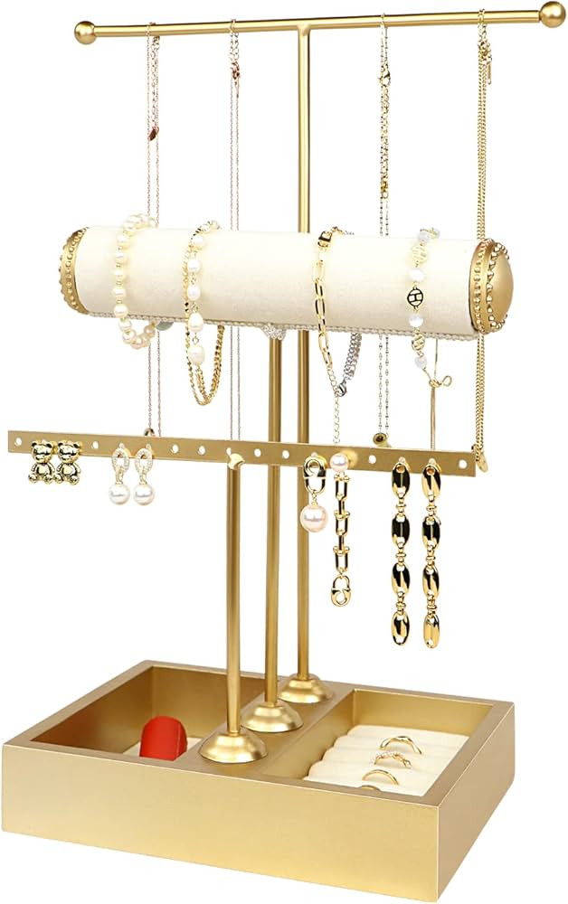 Funlove Jewelry Organizer Stand 3-in-1 Jewelry Holder for Necklaces Bracelet Earrings & Ring Jewe... | Amazon (US)