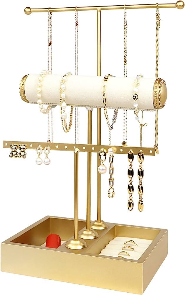 Funlove Jewelry Organizer Stand 3-in-1 Jewelry Holder for Necklaces Bracelet Earrings & Ring Jewe... | Amazon (US)