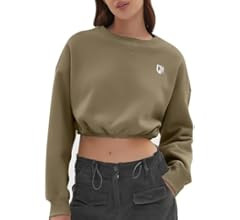 CHYRII Women Oversized Cropped Sweatshirt Fleece Crewneck Pullover Long Sleeve Crop Tops Fall Win... | Amazon (US)