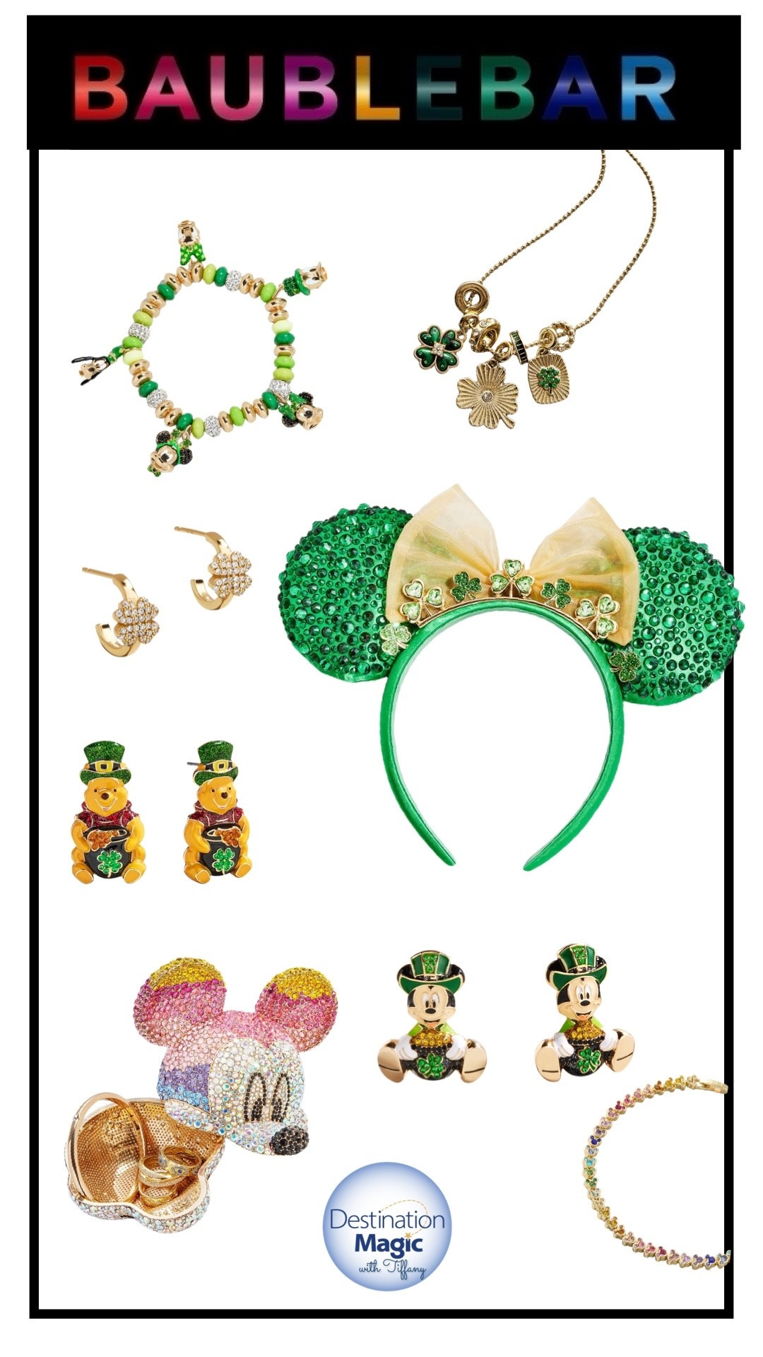 Lucky looks good on you. 🍀✨

If you’re heading to the parks this spring – or just need a little extra pixie dust in your everyday – this BaubleBar drop is it.

The green sparkle ears? Obsessed.
The charm necklace? Layered perfection.
The shamrock studs + Mickey details? Subtle but statement.

Perfect for:
• EPCOT festival days
• St. Patrick’s Day park fits
• Matching mom + daughter moments
• Disney adults who love a themed accessory moment

Everything linked here for easy shopping 👇🏼
Because a good outfit is magical – but the right accessories? That’s the transformation. ✨

#LTKStyle #DisneyStyle #DisneyAccessories #BaubleBar #DisneyAdult #ParkStyle #DestinationMagicWithTiffany

#LTKSeasonal
