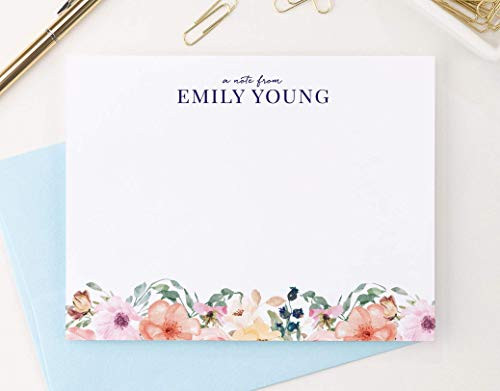 Personalized Floral Stationery Set, Personalized stationary for Women, Your Choice of Colors and ... | Amazon (US)