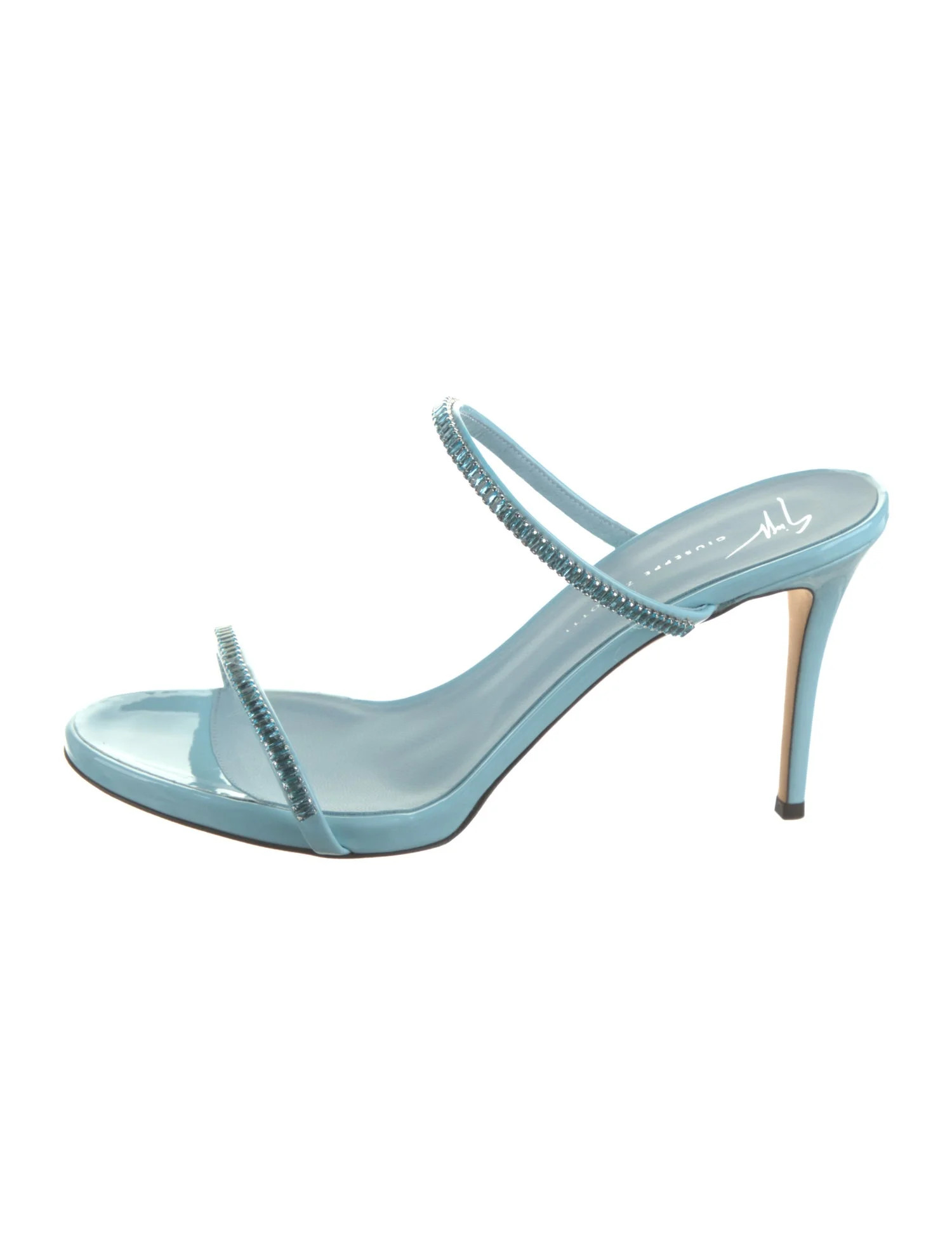 Patent Leather Crystal Embellishments Slides | The RealReal