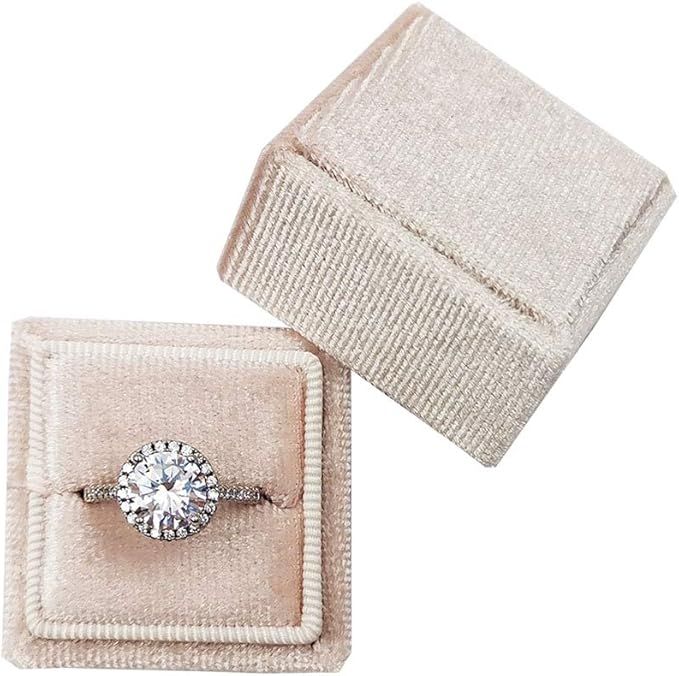 Beatilog Square Velvet Ring Box - Premium Proposal Ring Display/Vintage Handmade Wedding Ring Hol... | Amazon (US)