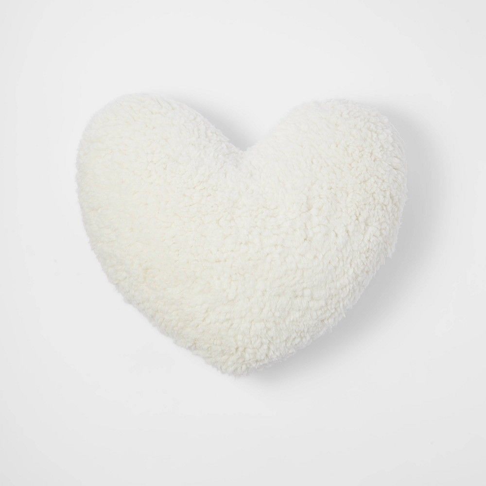 Sherpa Valentine’s Day Heart Pillow Cream - Spritz | Target