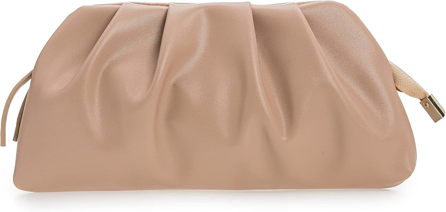 CHARMING TAILOR Chic Soft Vegan Leather Clutch Bag Dressy Pleated PU Evening Purse for Women | Amazon (US)