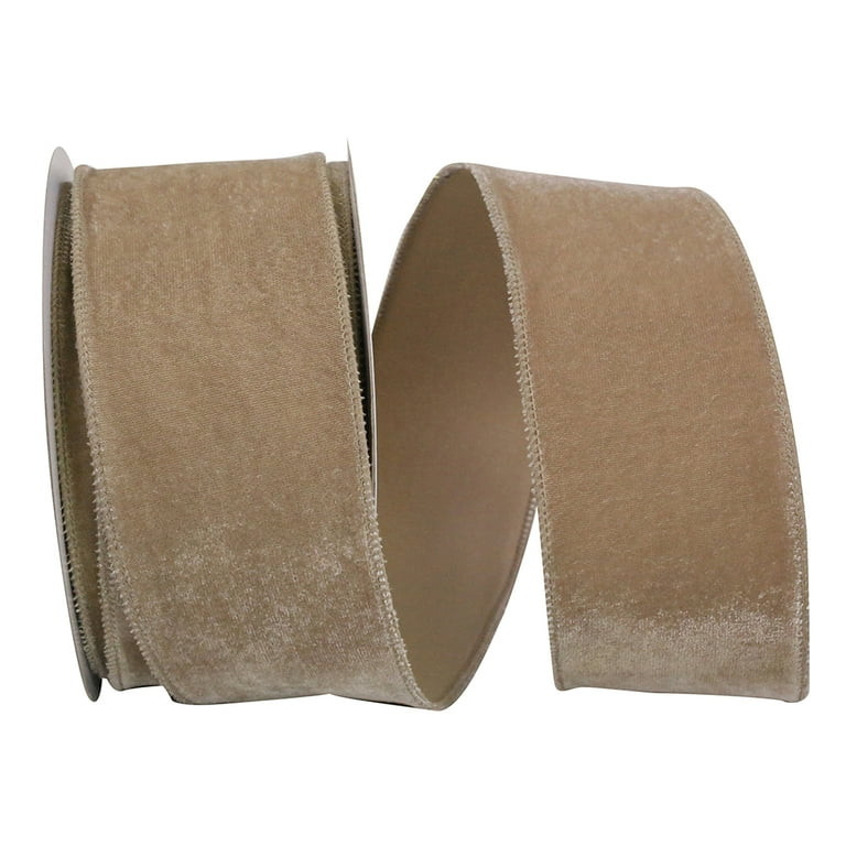 Reliant Ribbon - 93592W-964-40F, Regal Velvet Plush Wired Edge Ribbon, Taupe, 2-1/2 Inch, 10 Yard... | Walmart (US)