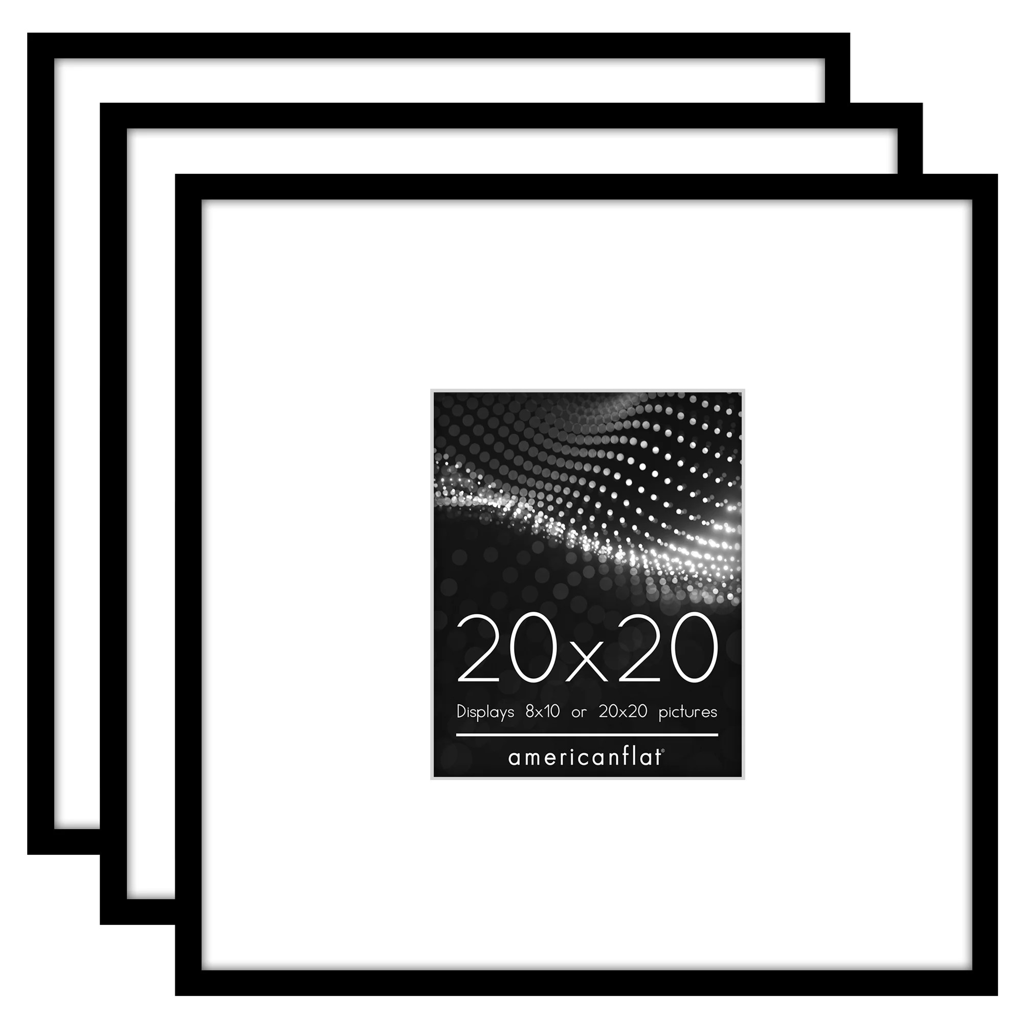 Americanflat 20x20 Poster Frame - Set of 3 - Use as 8x10 Frame with Mat or 20x20 Frame Without Ma... | Walmart (US)