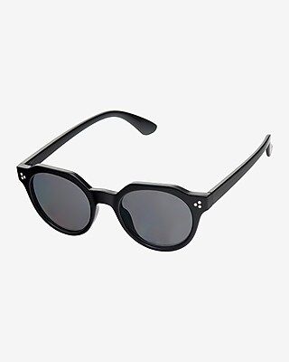 Steve Madden Black Preppy Round Sunglasses | Express