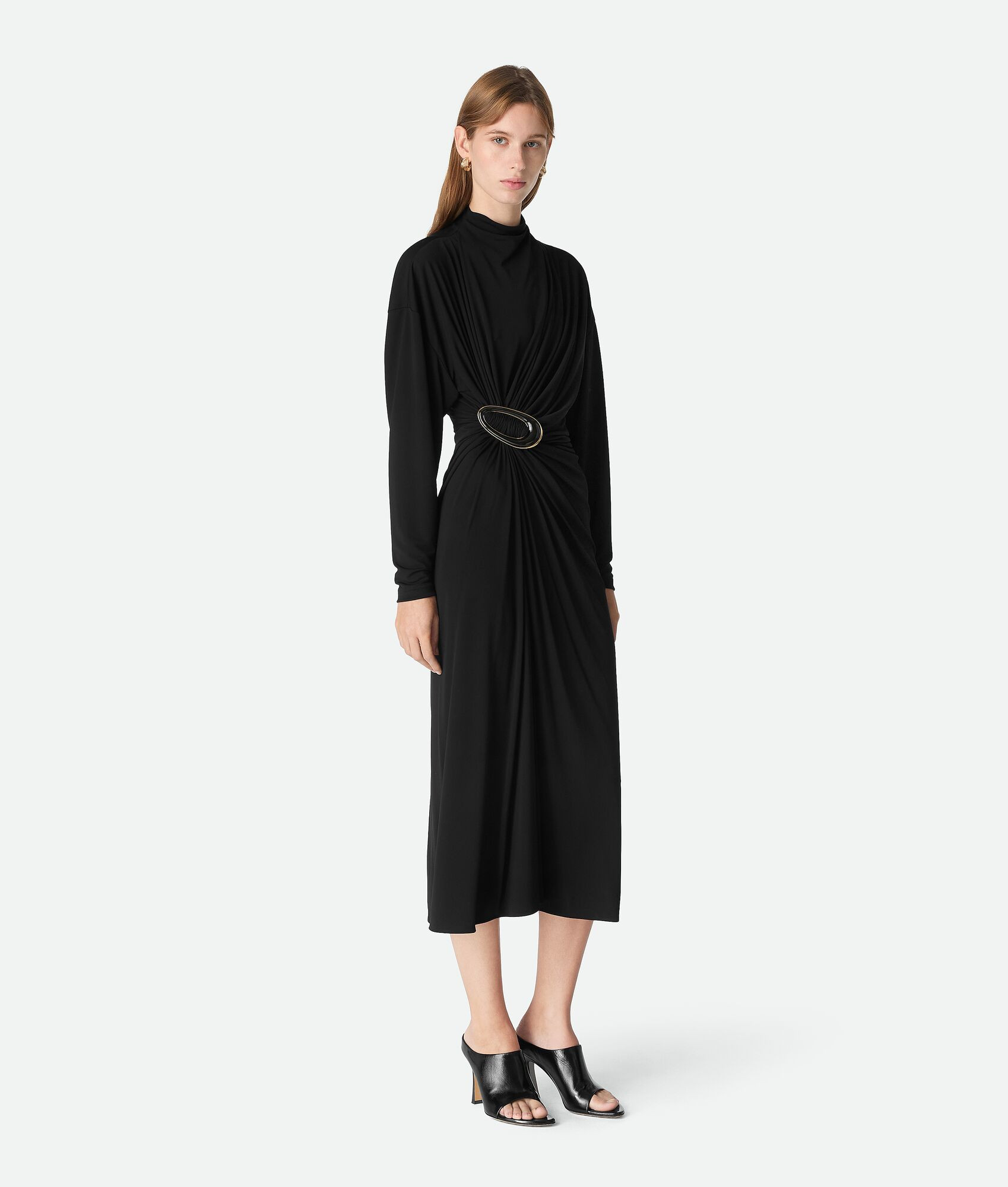 Women's Crepe Viscose Jersey Dress in Black | Bottega Veneta GB | Bottega Veneta