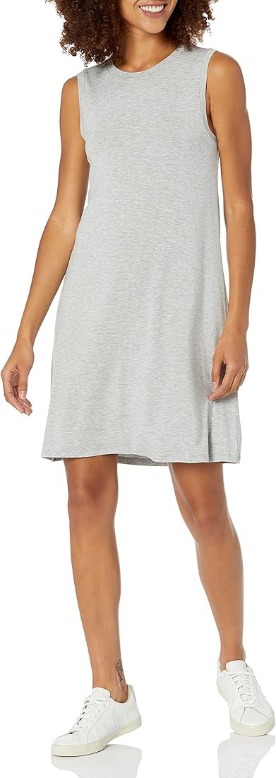 Amazon Essentials Women's Jersey Relaxed-Fit Muscle-Sleeve Swing Dress (Previously Daily Ritual) | Amazon (US)