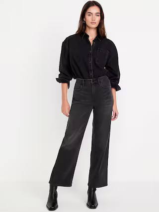 High-Waisted Wow Crop Wide-Leg Jeans | Old Navy (US)