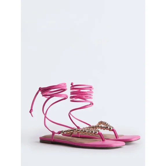 Free Assembly Women's Beaded Wrap Sandals | Walmart (US)