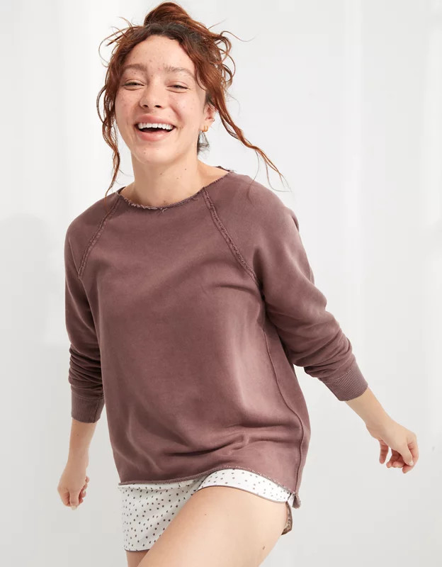 Aerie Everyday Kickback Crew Neck Sweatshirt | American Eagle Outfitters (US & CA)