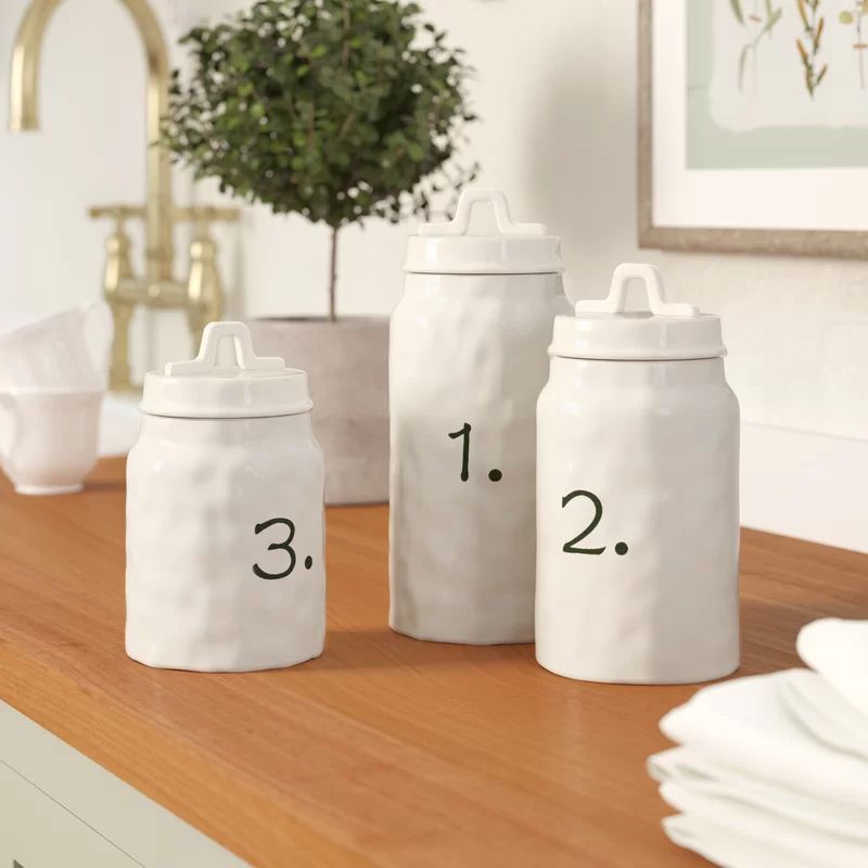 Ceramic Canister Numbers 3 Piece Kitchen Canister Set | Wayfair North America