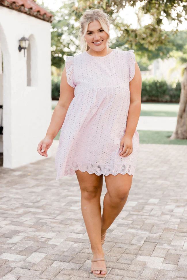 You Found My Heart Light Pink Scoop Neck Lace Romper Dress | Pink Lily