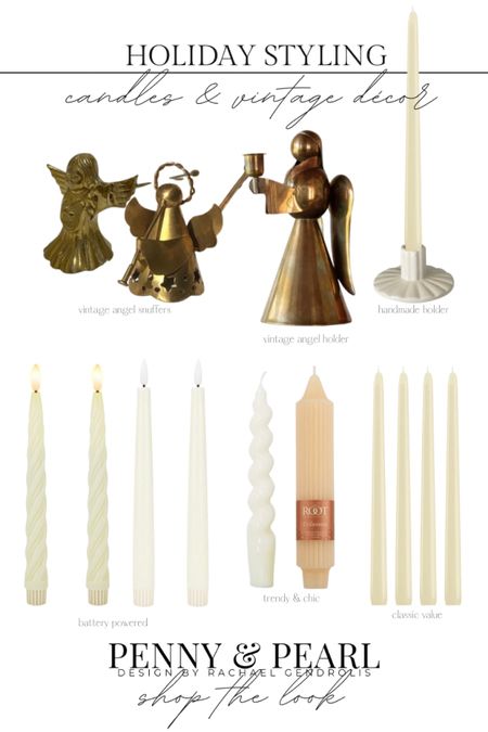 Holiday styling made simple with taper candles, vintage angel snuffers and sweet holders. Shop the look and follow @pennyandpearldesign for more home style.



#LTKHoliday #LTKhome #LTKstyletip